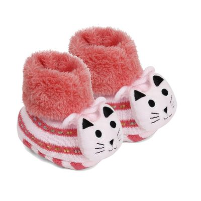 Funky Pink/Orange Cat Booties - Footwear for Baby Boys and Baby Girls