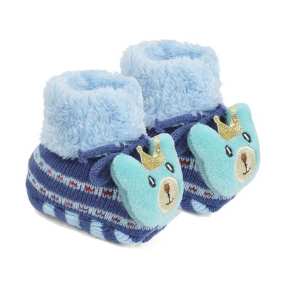 Funky Blue Teddy Booties - Footwear for Baby Boys and Baby Girls