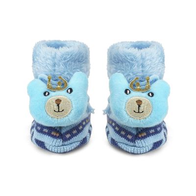 Funky Blue Teddy Booties - Footwear for Baby Boys and Baby Girls