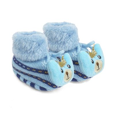 Funky Blue Teddy Booties - Footwear for Baby Boys and Baby Girls