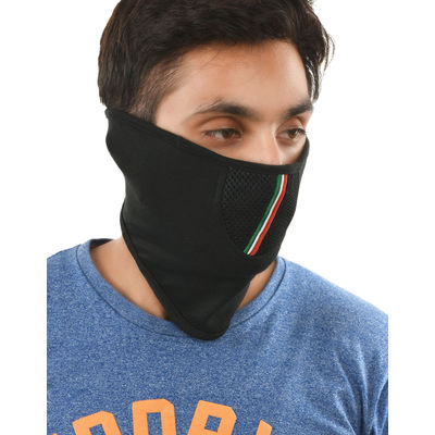 Tiekart men black plain solids bikers mask