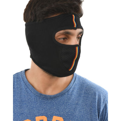 Tiekart men black plain solids bikers mask