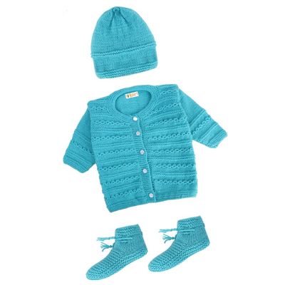 Tiekart Knits - Full Sleeves sweaters Combo with Cap & Booties (Hand Knitted) - Pink & Blue