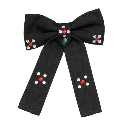 Black Embelished and Stylish Micro Fiber Long Bow Tie for Women