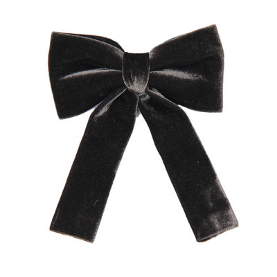 Black Plain and Stylish Velvet Long Bow Tie for Women