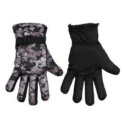 Grey Windproof Riding Biking Winter Full Finger Warm Winter Gloves With Fur Lining Inside for Men