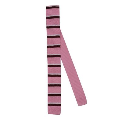 Tiekart men pink striped  knitted skinny slim tie