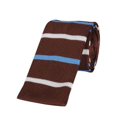 Tiekart men brown striped  knitted skinny slim tie