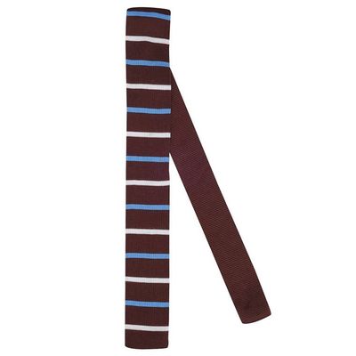 Tiekart men brown striped  knitted skinny slim tie