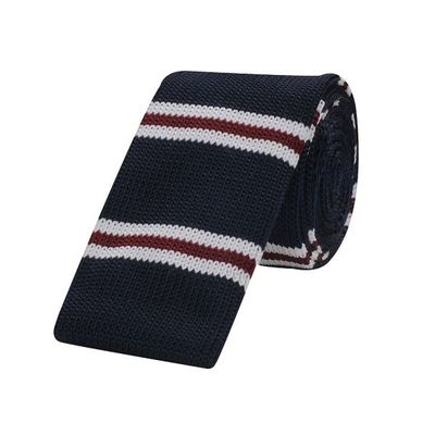 Tiekart men blue striped knitted skinny slim tie