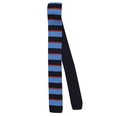 Tiekart men blue striped knitted skinny slim tie