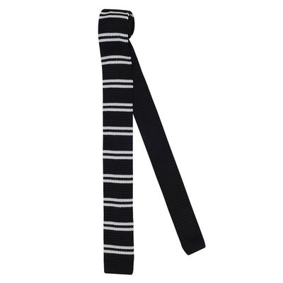 Tiekart men black striped  knitted skinny slim tie