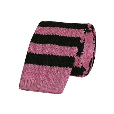 Tiekart men pink striped  knitted skinny slim tie