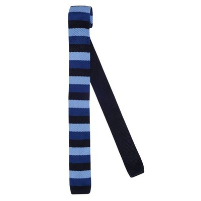 Tiekart men blue striped knitted skinny slim tie