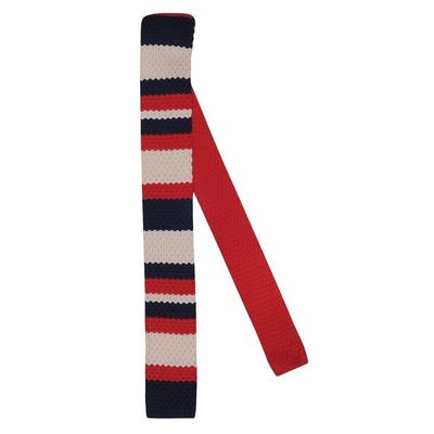 Tiekart men multi striped knitted skinny slim tie