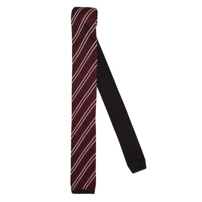 Tiekart men maroon striped  knitted skinny slim tie