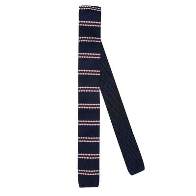 Tiekart men blue striped knitted skinny slim tie