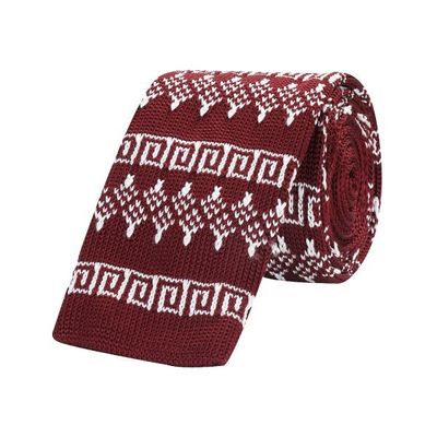 Tiekart men maroon knitted skinny slim tie