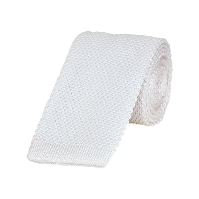 Tiekart men white knitted skinny slim tie