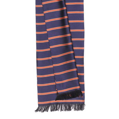 Tiekart men blue striped silk long scarf