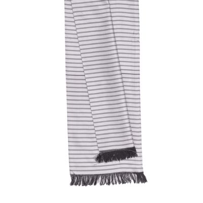 Tiekart men white striped silk long scarf