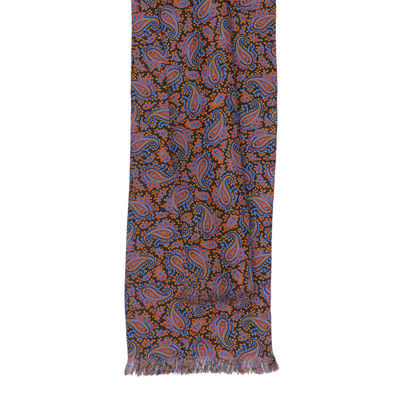 Tiekart men multi paisley silk long scarf