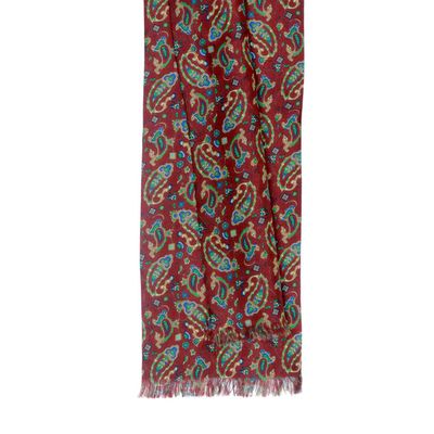 Tiekart men brown paisley silk long scarf