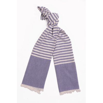 Tiekart men violet striped linen scarf