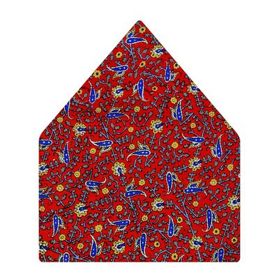 Tiekart men red paisley printed silk pocket square