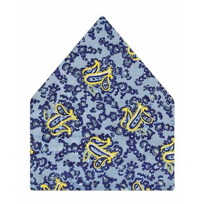 Tiekart men blue paisley printed silk pocket square