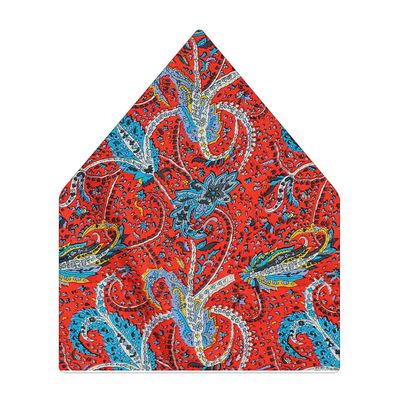 Tiekart men multi paisley printed silk pocket square