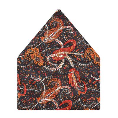 Tiekart men multi paisley printed silk pocket square