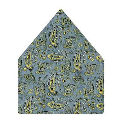 Tiekart men blue paisley printed silk pocket square