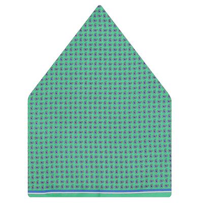 Tiekart men green paisley silk pocket square