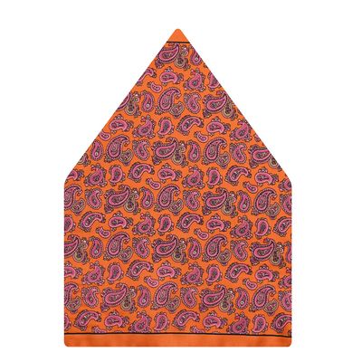 Pocket Square - Orange Printed Satin classy Pocket Square For Men