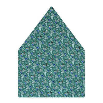 Green Silk Pocket Square- Tropical Print