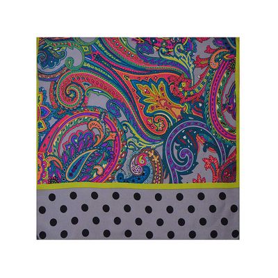 Grey Paisley Silk Pocket Square for Men