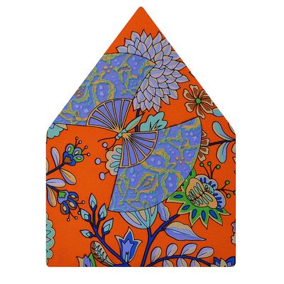 Orange Floral Silk Pocket Square for Men