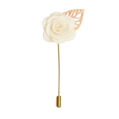 Tiekart men white floral lapel pin