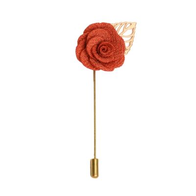 Tiekart men brown floral lapel pin