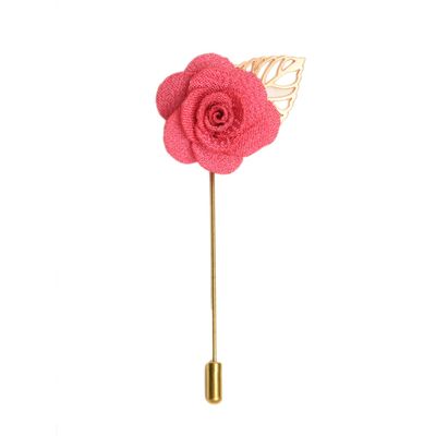 Tiekart men coral floral  lapel pin