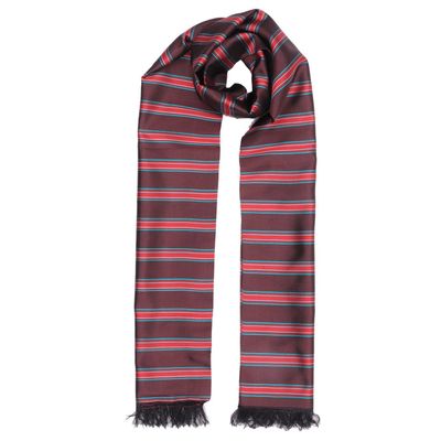 Tiekart men brown striped silk long scarf