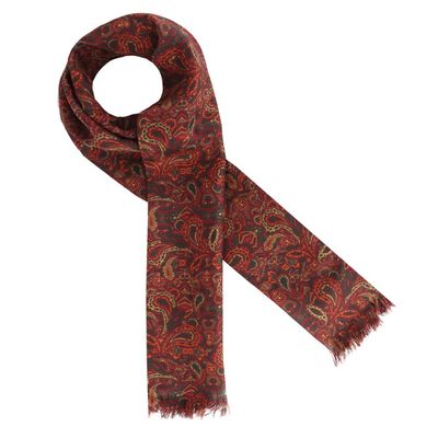 Silk Long scarf for Men - Multi Paisley design