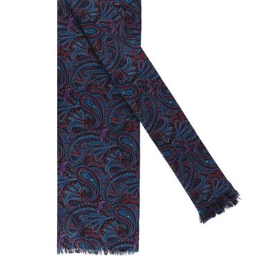 Silk Long scarf for Men - Blue Paisley design