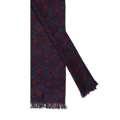 Silk Long scarf for Men - Navy Blue & Red