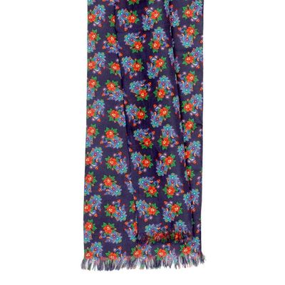 Tiekart men multi floral silk long scarf