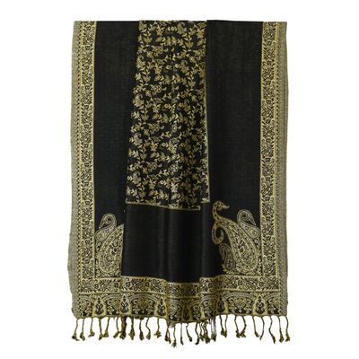 Viscose jamawar Shawl (kashmiri) - Black