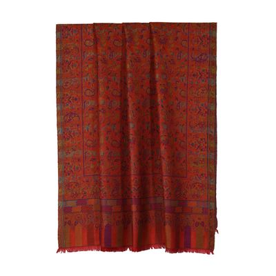 Woolen modal kani shawl (kashmiri) - Orange