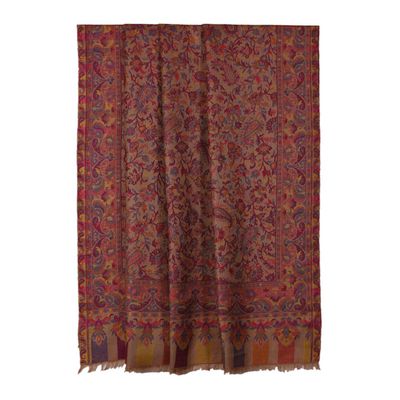 Woolen modal kani shawl (kashmiri) - Natural/Multi