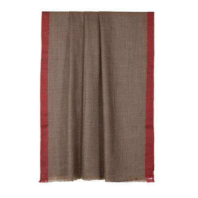 Pashmina self border shawl - Natural/Red